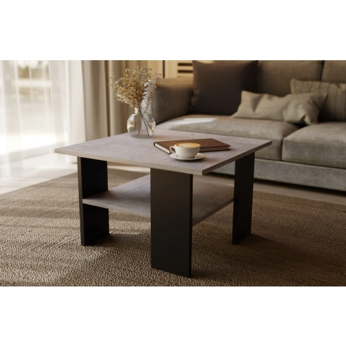 Stolik kawowy kwadratowy ST1 beton/czarny 60x60 cm